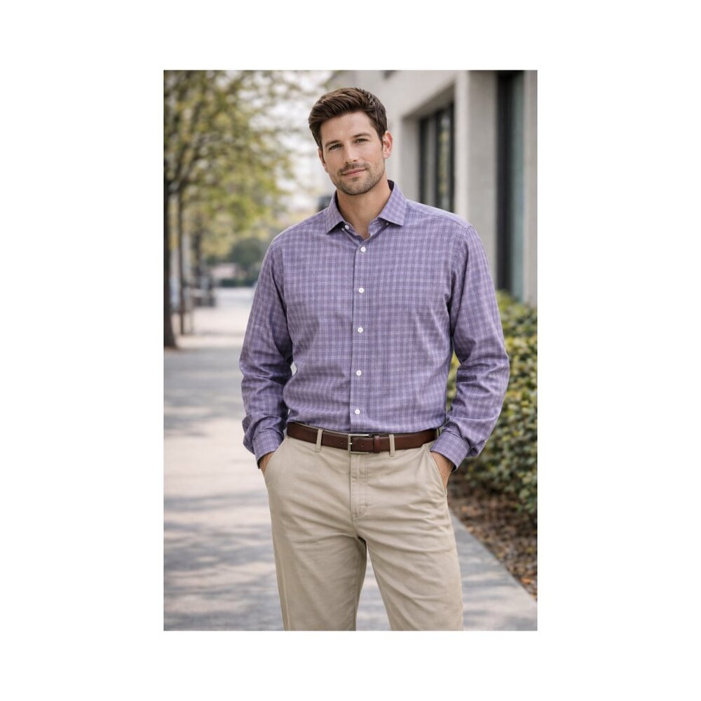Peter Jackson Button Up Shirt Mens Size Medium‎ Purple Egyptian Cotton Office
